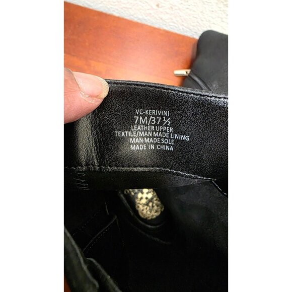 Vince Camuto Kerivini Black Leather Mid-Calf Boots Straps & Buckle Size 7.5 - Picture 7 of 9